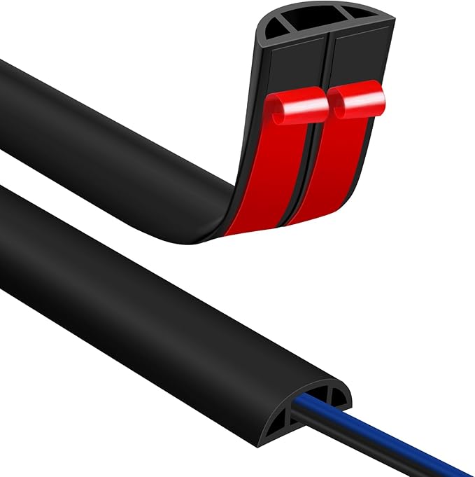 Floor Cord Covers for Wires 10FT Cable Hider Wire Coverr Self Adhesive Cord Hider Floor for Offices, Homes, Workshops, Warehouses Cable Cavity 0.47" W x 0.27" H