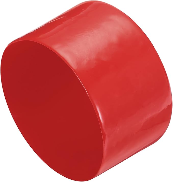 uxcell 4pcs Rubber End Caps 100mm ID Vinyl Round End Cap Cover Screw Thread Protectors Red, 50mm Height