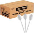 Plastic Soup Spoons, Disposable Silverware cutlery, White, Bulk 1000 Count