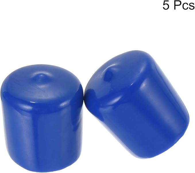 uxcell 5pcs Rubber End Caps 25mm ID Vinyl Round Tube Bolt Cap Cover Screw Thread Protectors Blue