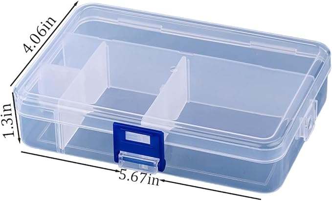 3pcs Clear Storage Small Parts Organizer Box Storage Bin With Dividers Multi Compartment for Beads Art DIY Tackle Box Organizer (5 - compartment sewing box)