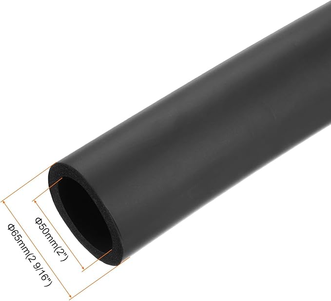 uxcell Foam Tubing for Handle Grip Support, 50mm(2") ID 65mm(2 9/16") OD 1m Length Black