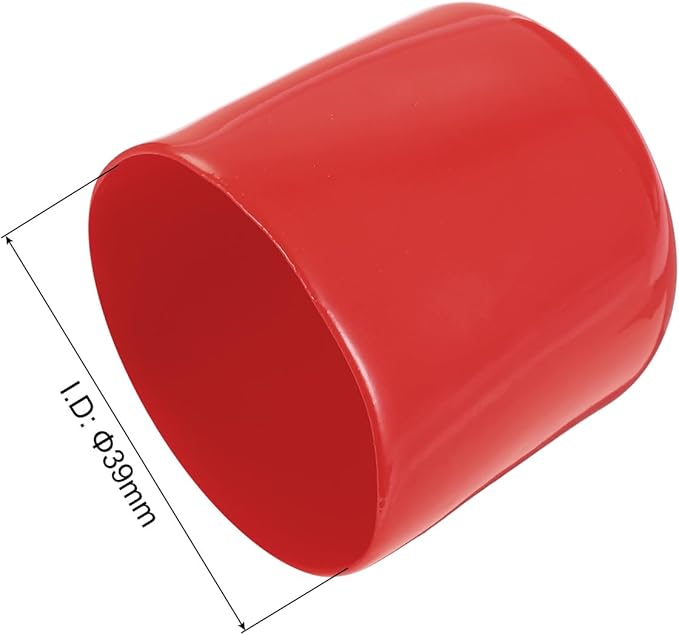 uxcell 4pcs Rubber End Caps 39mm ID Vinyl Round End Cap Cover Screw Thread Protectors Red, 30mm Height
