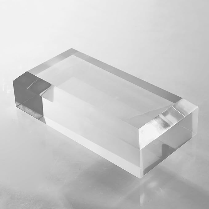 CiaoHER 2in Thickness Beveled Solid Acrylic Display Block Clear Polished Pedestal Stand Riser Solid Base (4x8)