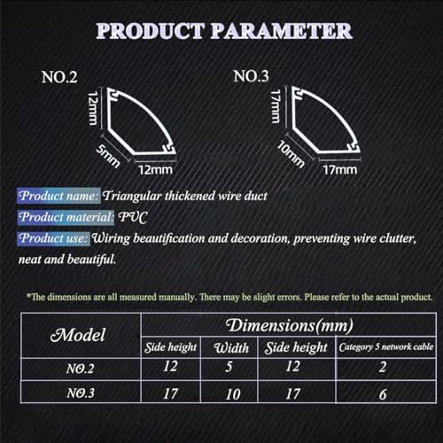 Self-Adhesive PVC Corner Cord Cover - Cable Floor Strip Protector, Mounted Wire Hider for Home & Office - Easy Install, Black, NO.3 - Tidy Up Your Space!