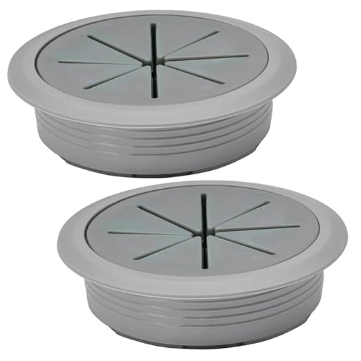 2 Pcs Desk Grommet 2-3/8" / 60 mm, Desk Hole Cover for Cables Dark Grey, Cable Grommet ABS Plastic, Desk Hole Grommet for Home & Office Pc, Detachable Cable Cord Organizer