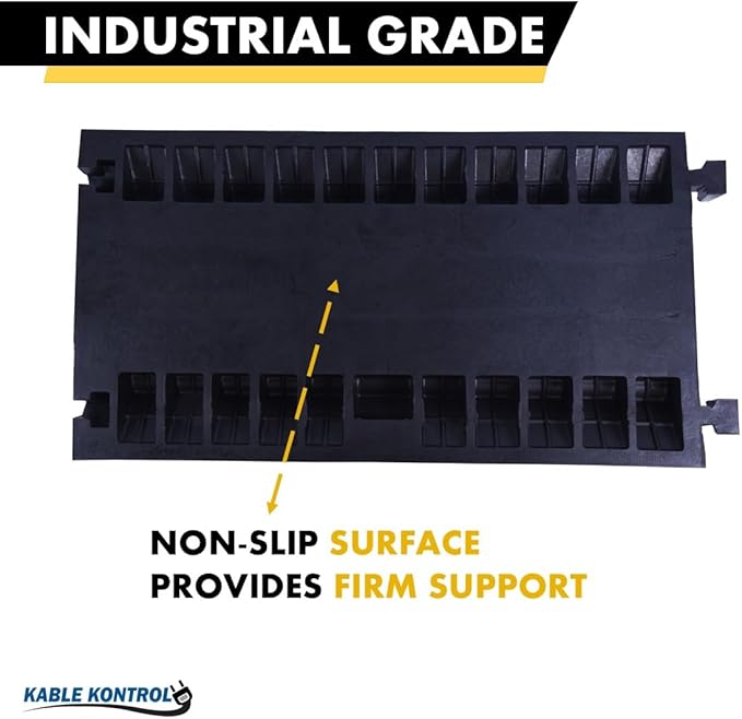 Kable Kontrol Atlas Heavy Duty Cable Protector Ramp - 5 Channel Bulk Wholesale Pallet - 30 Pcs - 36" Long Black & Yellow - 36,000 Lbs Capacity - Rubber Speed Bump Wire Protector Cord Cover - CP9988