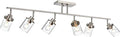 Yaohong 6-Light Track Lighting Kit Brushed Nickel Track Lighting Fixtures, Bathroom Wall Light Ceiling Mount Rotatable Spotlights, Kitchen Ceiling Light Fixtures with Glass Shade for Bathroom Hallway