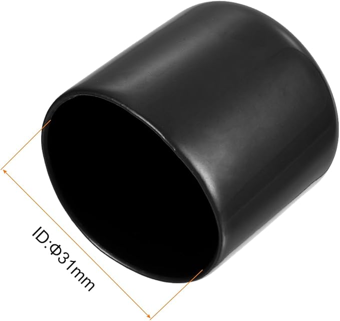 uxcell 4pcs Rubber End Caps 1 1/4"(31mm) ID Vinyl Round End Cap Cover Screw Thread Protectors Black, 30mm Height