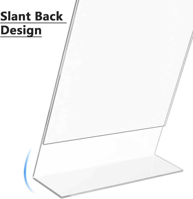 MaxGear Acrylic Sign Holder 8.5 x 11 Inches, Clear Sign Holders Plastic Display Stand Slant Back Countertop Display Picture Frames for Menus, Flyer, Use In Office, Store, 12 Pack