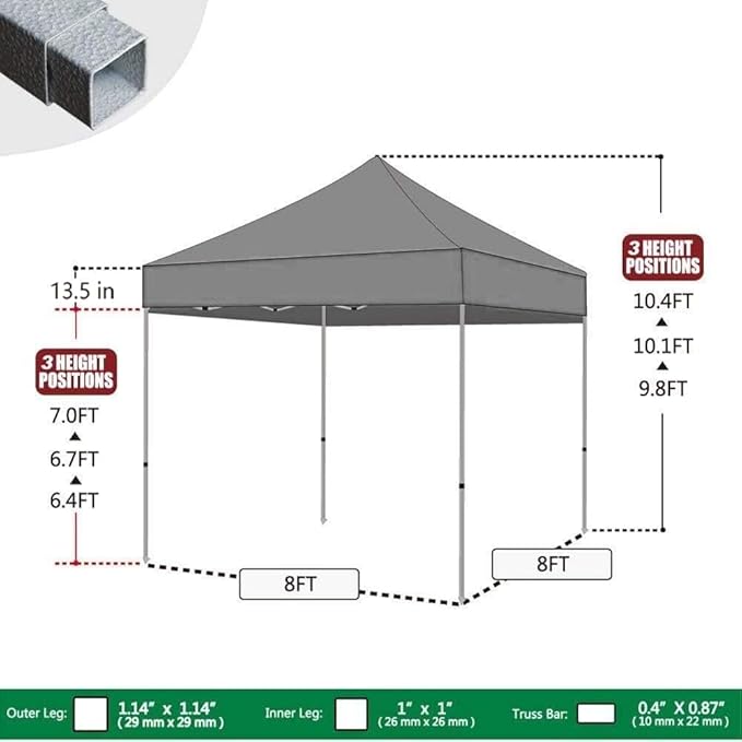 Eurmax USA 8'x8' Pop Up Canopy Tent Commercial Instant Canopies with Heavy Duty Roller Bag,Bonus 4 Sand Weights Bags (Forest Green)