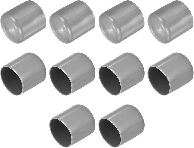uxcell 10pcs Rubber End Caps 38mm ID Vinyl Round End Cap Cover Screw Thread Protector Light Grey