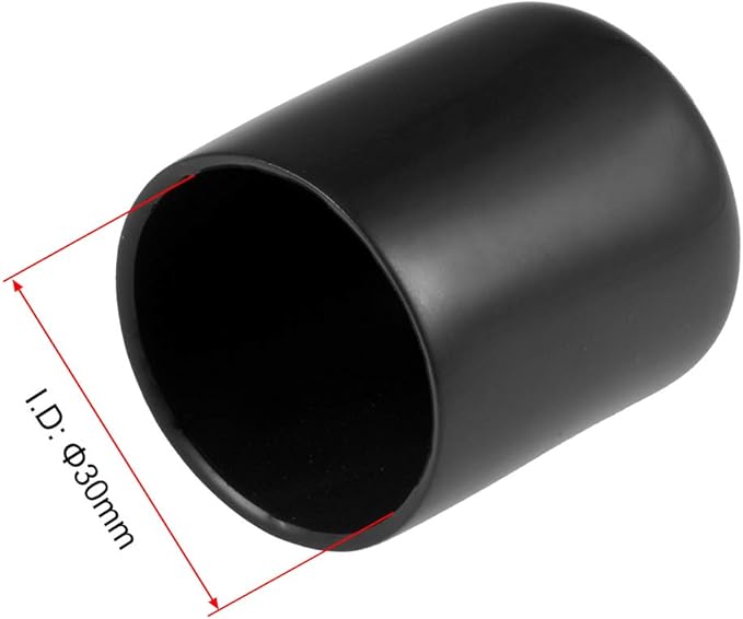 uxcell 10pcs Rubber End Caps 30mm ID Vinyl Round End Cap Cover Screw Thread Protectors Black