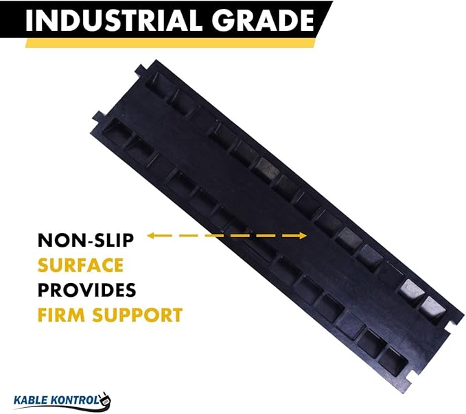 Kable Kontrol Atlas Heavy Duty Cable Protector Ramp - 2 Channel Bulk Wholesale Pallet - 10 Pcs - 40” Long Black & Yellow - 24,000 Lbs Capacity - Rubber Speed Bump Wire Protector Cord Cover - CP9987