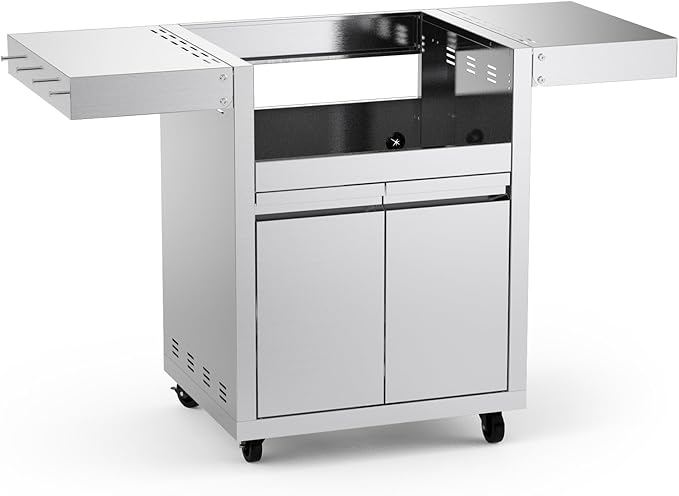 Stainless Steel Grill Cart for Hygrill 3-Burner Built-In Gas Grill, Outdoor Kitchen Island with Foldable Side Shelves and Storage Cabinet