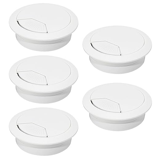 5 Pcs Desk Grommet 2" / 50 mm, Desk Cord Hole Cover, Cable Grommet ABS Plastic, Desk Hole Grommet for Home & Office Pc, Detachable Adjustable Cable Cord Organizer-White