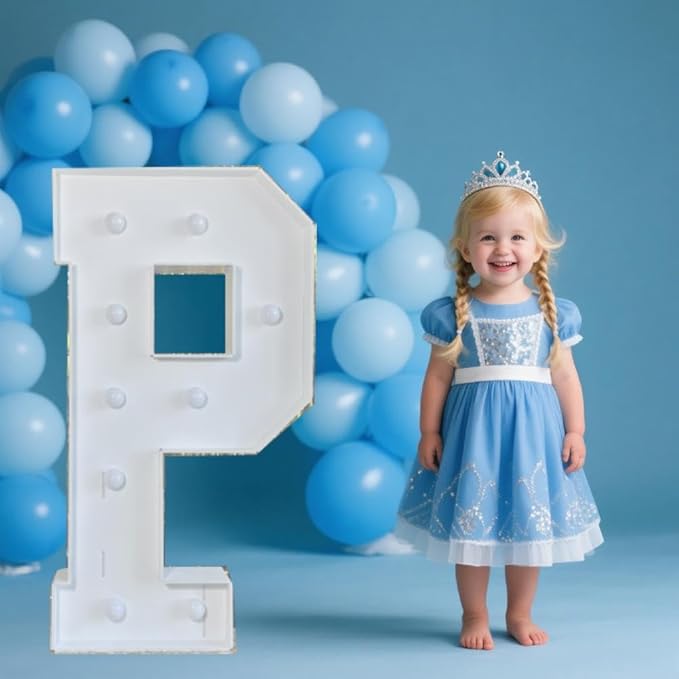 PRELIFE MEMORY 3FT/36 Inch Light Up Marquee Letter A-Z, White Frame KT Board Plug-in KT Board with Bracket White LED Party Decorative Light Decoration for Birthday Party Anniversary (P)