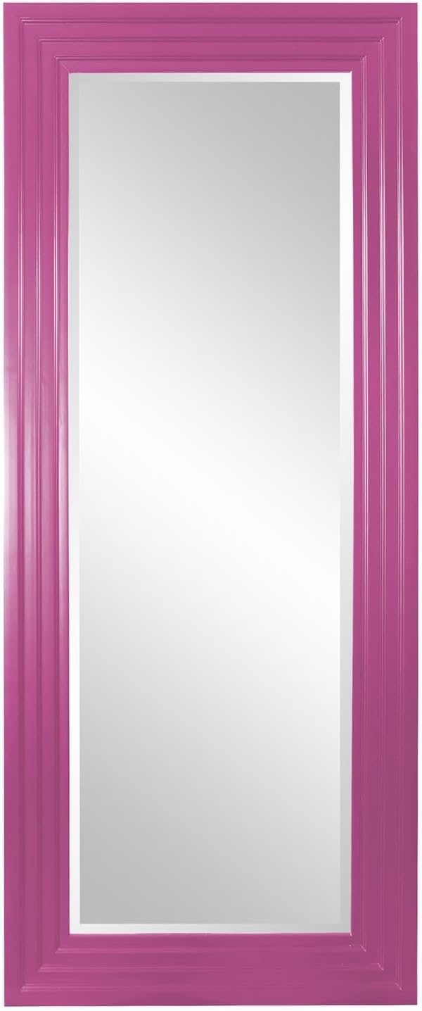 Howard Elliott Hot Pink Tall Delano Mirror, Large Self Standing Full Length Rectangular Mirror with Stepped Levels, 34 x 82 Inch