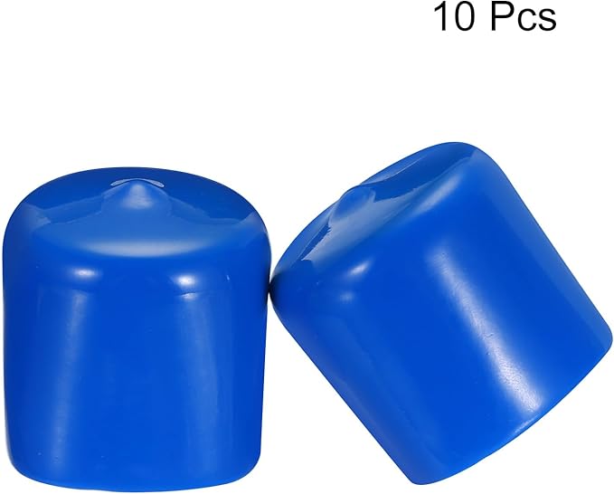 uxcell 10pcs Rubber End Caps 38mm ID Vinyl Round End Cap Cover Screw Thread Protectors Blue