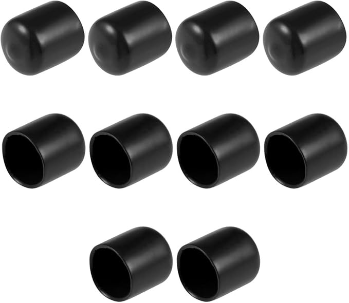 uxcell 10pcs Rubber End Caps 17mm ID Vinyl Round End Cap Cover Screw Thread Protectors Black