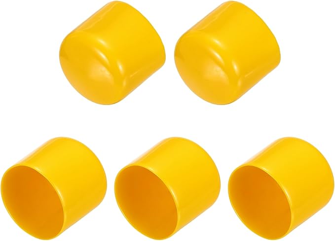 uxcell 5pcs Rubber End Caps 45mm(1.8 Inch) ID Vinyl PVC Round Tube Bolt Cap Cover Screw Thread Protectors Yellow