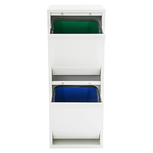 Dual Tilt Out Trash Can Cabinet Waste and Recycling Bin Combo Large Garbage Cans for Kitchen Home Stainless Steel Dog Proof Trash Can Cabinet