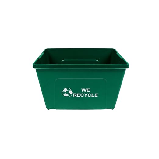Curbside 18 Gallon Green Recycling Bin with Carrying Handles for Homes or Businesses | Easily Recognizable from The Curb | High-Capacity, Stackable - Single Unit - Green