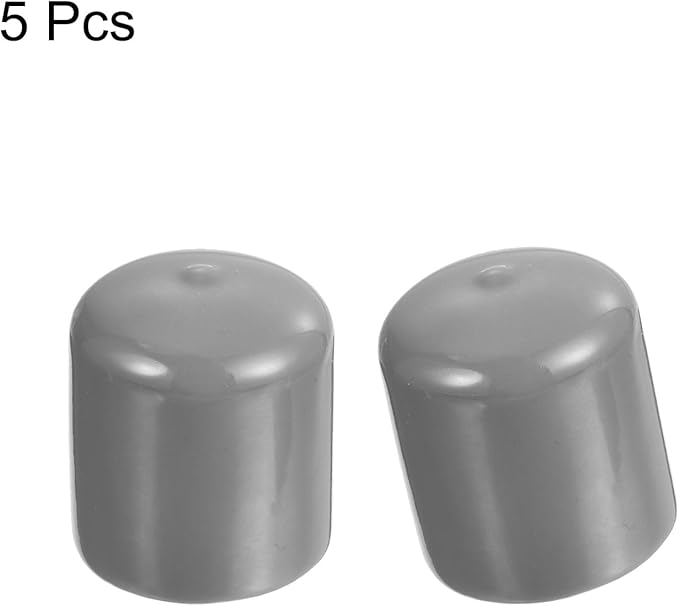 uxcell 5pcs Rubber End Caps Protective Caps 27mm ID Vinyl PVC Round Tube Bolt Cap Cover Screw Thread Protectors Light Gray