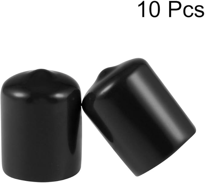 uxcell 10pcs Rubber End Caps 20mm ID Vinyl Round End Cap Cover Screw Thread Protectors Black