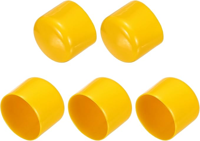 uxcell 5pcs Rubber End Caps 55mm(2.2 Inch) ID Vinyl PVC Round Tube Bolt Cap Cover Screw Thread Protectors Yellow