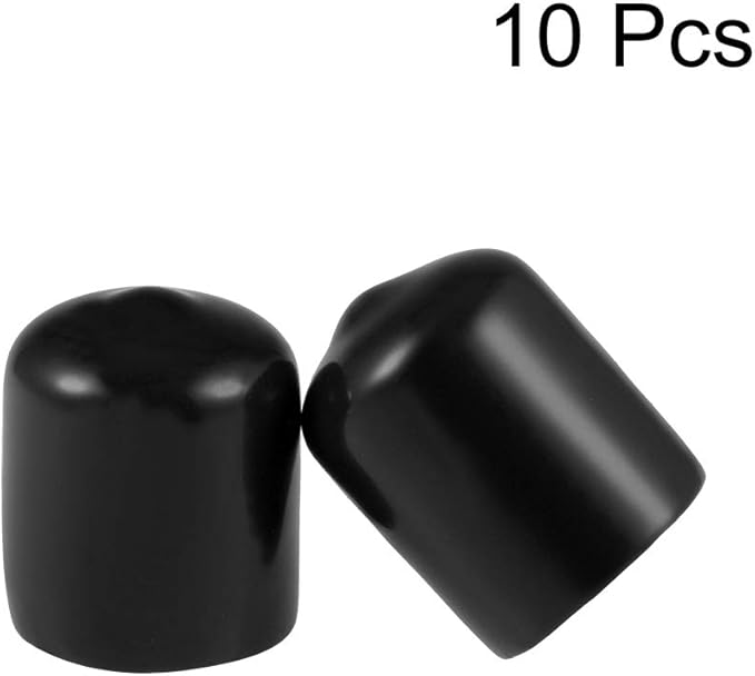 uxcell 10pcs Rubber End Caps 15mm ID Round End Cap Cover Screw Thread Protectors Black