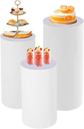 3 Pcs Wedding Cylinder Stands, Party Cylinders Set of 3 Stand, Acrylic Round Pedestal Stand for Wedding Birthday Party 23.6'', 29.5'', 35.4'' H