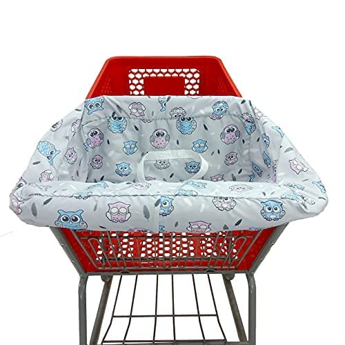 Pozico Baby Shopping Cart Cover & High Chair Cover – Machine Washable, Grocery Cart Cover for Babies with Portable Cloth Bag Included, Owl Design