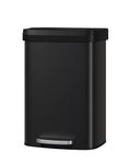 Garvee 13 gal / 50 L Metal Trash Can with Lid, Large Garbage Can for Kitchen, Rustproof Step-on Kitchen Metal Trash Bin with Liner Rim, Rear Handle, Soft Close Plastic Lid, Black