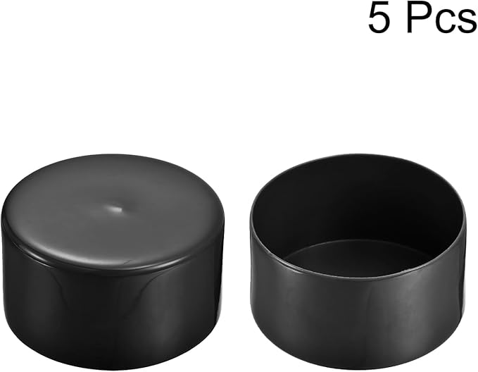 uxcell 5pcs Rubber End Caps 3 3/4"(95mm) ID Vinyl PVC Round Tube Bolt Cap Cover Screw Thread Protectors Black