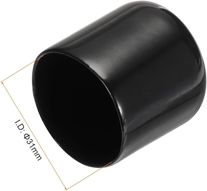 uxcell 10pcs Rubber End Caps 31mm(1.2") ID Vinyl Round End Cap Cover Screw Thread Protectors Black