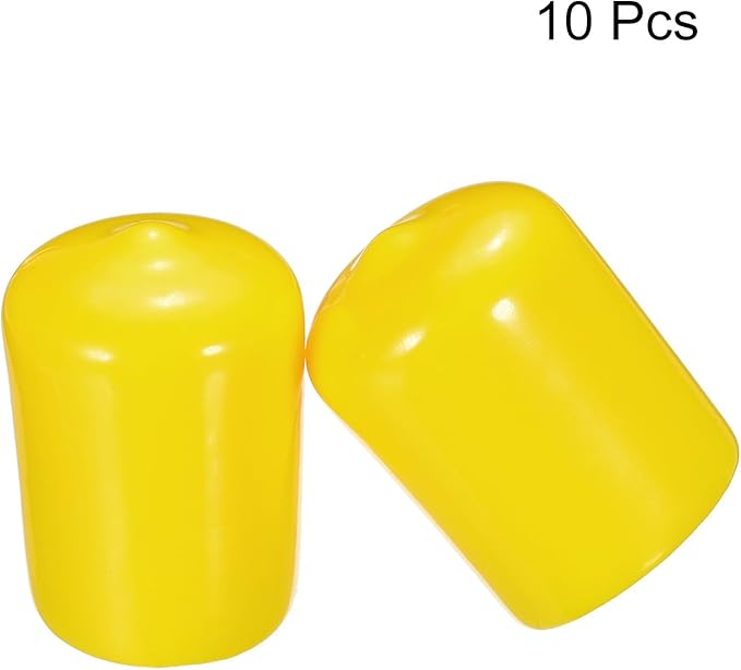 uxcell 10pcs Rubber End Caps 19mm(3/4") ID Vinyl Round End Cap Cover Screw Thread Protectors, Yellow