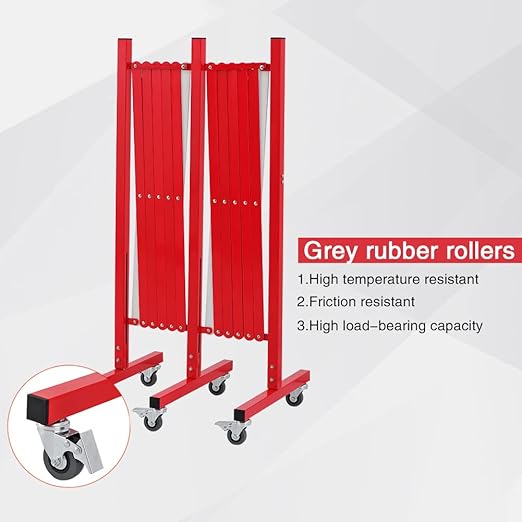GYMTIME Industrial Expandable Metal Barricade, 16 Feet, Red and White, Easily Assembled Safety Barrier with Casters, Flexible Mobile Barrier Gate, Adjustable Traffic Fence