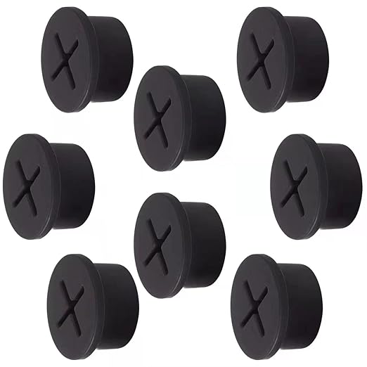 Cable Cord Grommet 3/4 Inch Flexible Wire Rubber Grommets for Desk and Other Furnitures Wire Hole Cover Cable Management Wire Organizer Cable Pass Through (8 Pack), Black Color