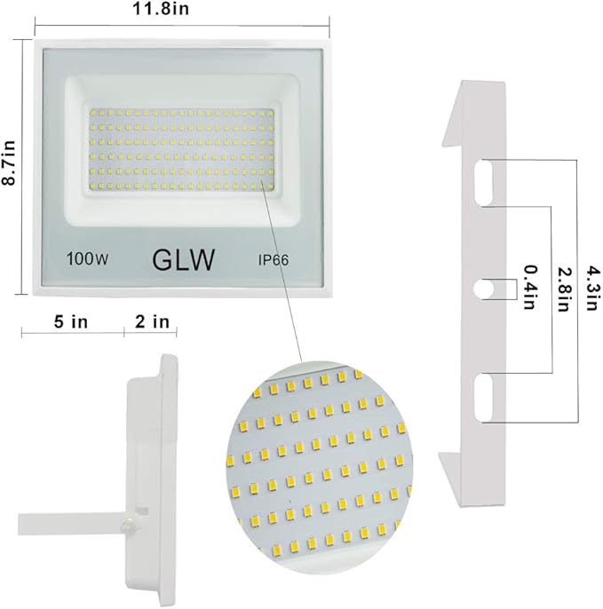 2 Pack 100W LED Flood Lights Outdoor,10000LM Super Bright Work Light,6000k Daylight White Floodlights with Plug,IP66 Waterproof Exterior Security Lights for Playground,Garage,Yard,Backyard