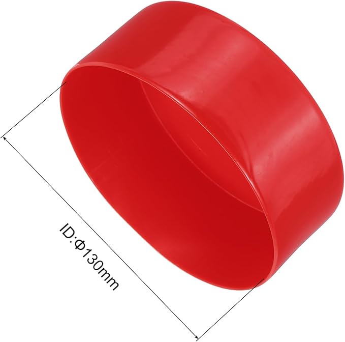 uxcell 4pcs Rubber End Caps 5 1/8"(130mm) ID Vinyl Round End Cap Cover Screw Thread Protectors Red, 50mm Height