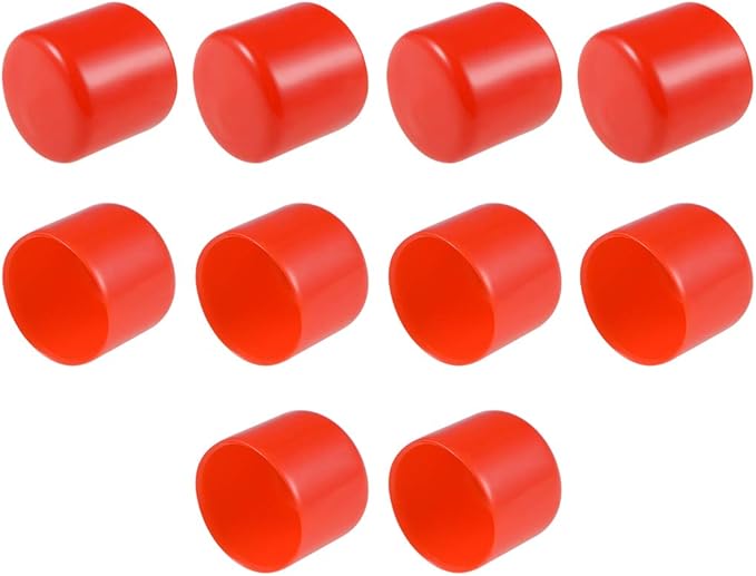 uxcell 10pcs Rubber End Caps 32mm(1 1/4-inch) ID Round End Cap Cover Screw Thread Protectors Red