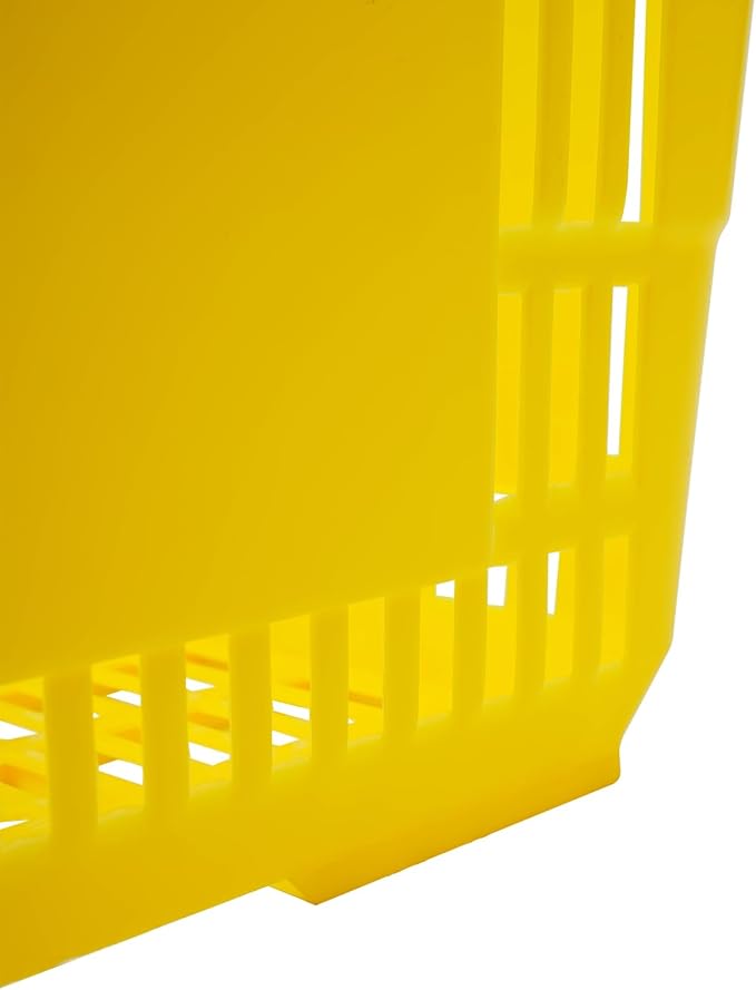 12 Pack Commercial Shopping Baskets - 28L Black/Yellow/Green Nesting Stackable Bins with Invisible Handle for Retail, Supermarket, Warehouse Durable Store Basket (Yellow)