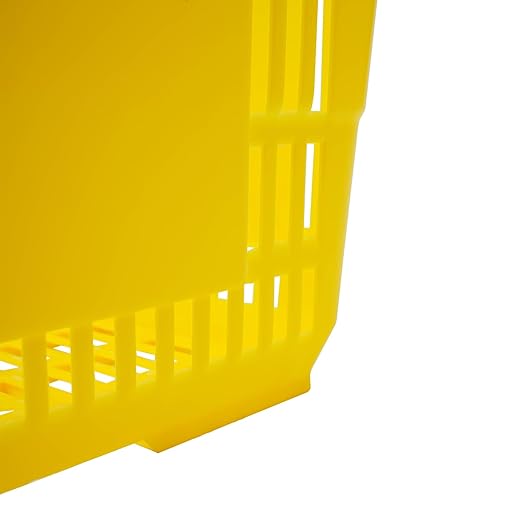 12Pcs 18L Shopping Baskets with Handles, Portable Plastic Retail Grocery Baskets Large Capacity for Stores, Supermarket, Retail, Groceries Shopping (Yellow)