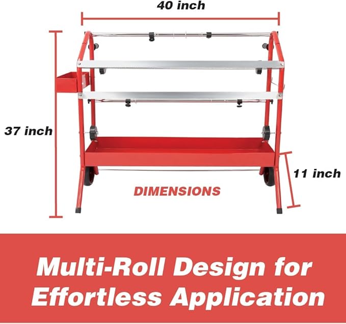 LAUCO 36" Mobile Masking Paper Machine with Storage Trays – Multi-Roll Masking Dispenser for Auto Body Paint, Car Repair & Collision Shop Prep (87277)
