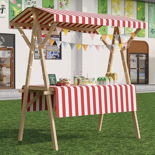 Portable Vendor Cart with Wheels - Foldable Outdoor Concession Stand for Farmers Market, Street Fairs, Vending Display Counter, Mobile Kiosk Stall