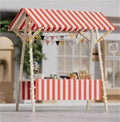 Foldable Wooden Market Stall Display Stand with Canopy & Tablecloth - Outdoor Retail Kiosk for Crafts, Food, Toys & Lemonade - Portable Concession Booth (Red, 180x60cm)