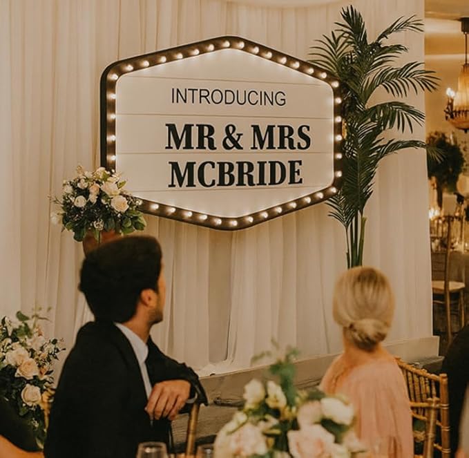 Large Custom Wedding Bottle Service Sign, Personalized Wedding Entrance Sign LED VIP Club Signs for Bottle Service, Marquee Signs for wedding Reception Bar Brithday Party Engagement Anniversary