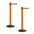 Crowd Control Warehouse CCW Series RBB-150 - Set of 2 Stanchion Retractable Belt Barriers - 16 Foot, Yellow"Caution - DO NOT Enter" Black Letters Belt with Orange Post - Easy Assembly