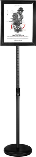 IN WHICH BAY-Adjustable Heavy Duty Poster Sign Holder Stand Floor Sign Stand Aluminum Snap Open Frame for 8.5 x 11 inches both Vertical and Horizontal view Displayed Used for Living and Business(Black)